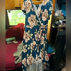 Gorgeous high low maxi dress, with rose design